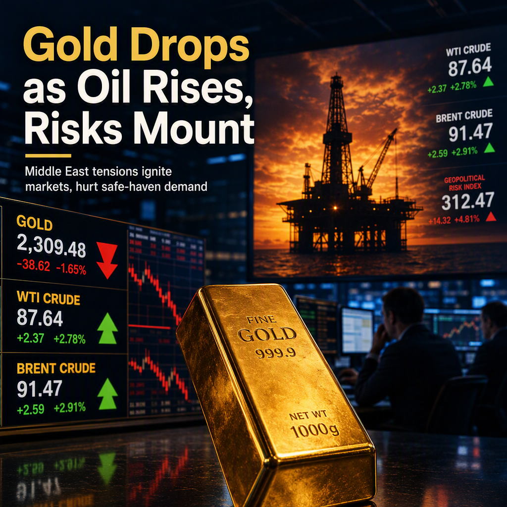 Gold Prices Slide as Oil Surge and Middle East Tensions Heighten Fed Rate Hike Fears