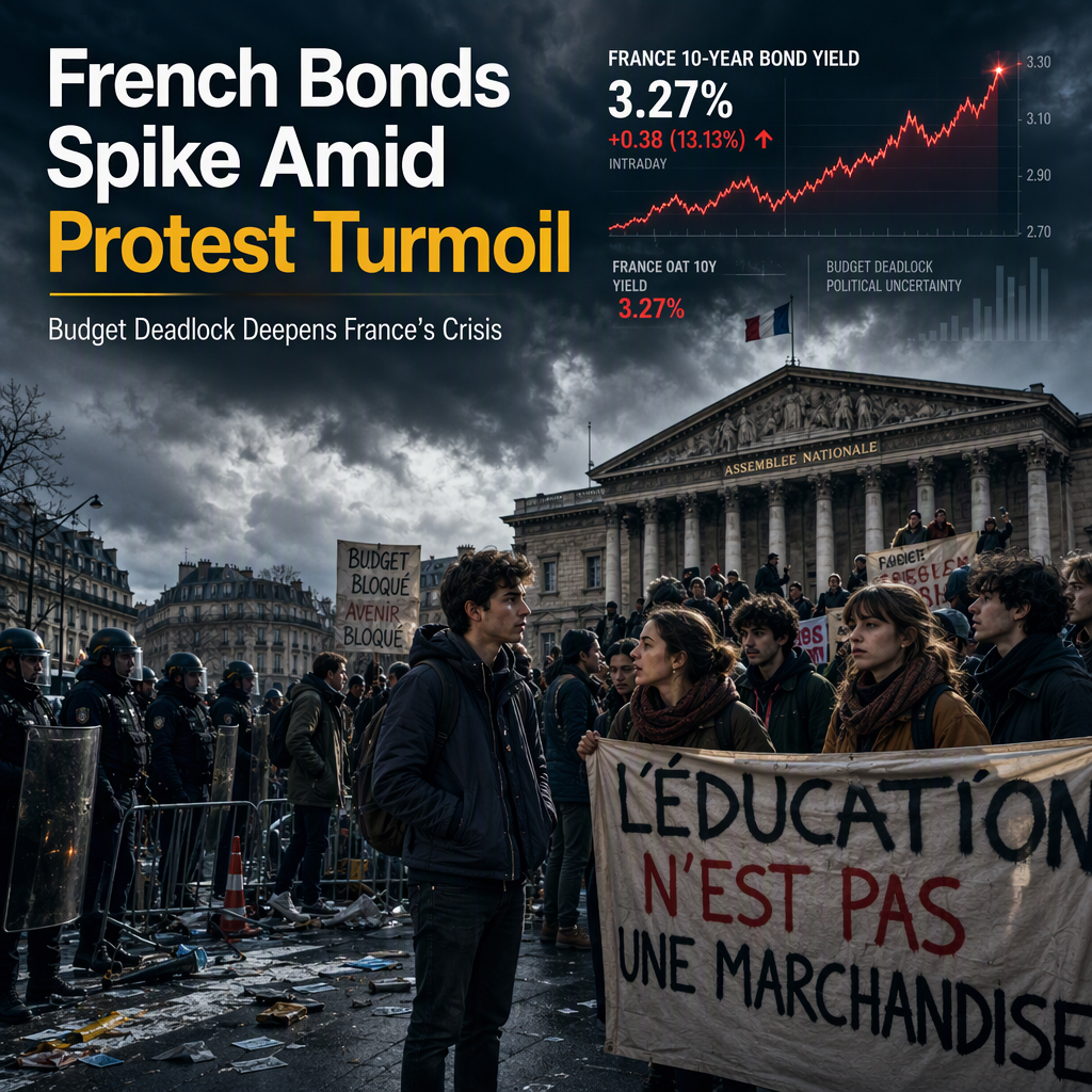 French Bond Yields Surge Amid Student Protests and Budget Deadlock