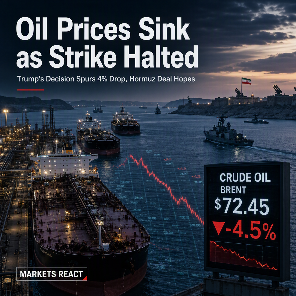 Oil Prices Plunge Over 4% After Trump Halts Planned Strike on Iran Amid Prospects for Hormuz Strait Deal