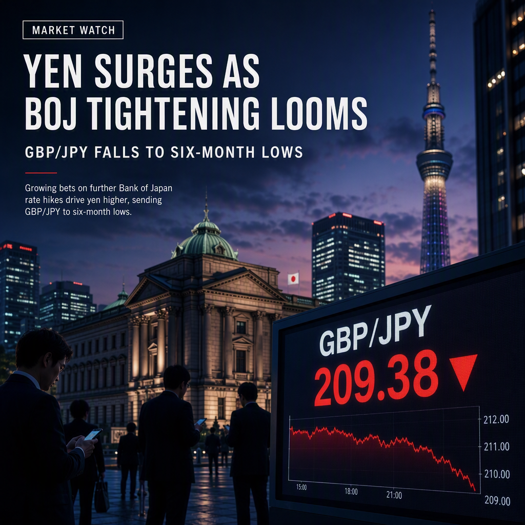GBP/JPY Hits Six-Month Lows as BoJ Tightening Bets Strengthen Yen