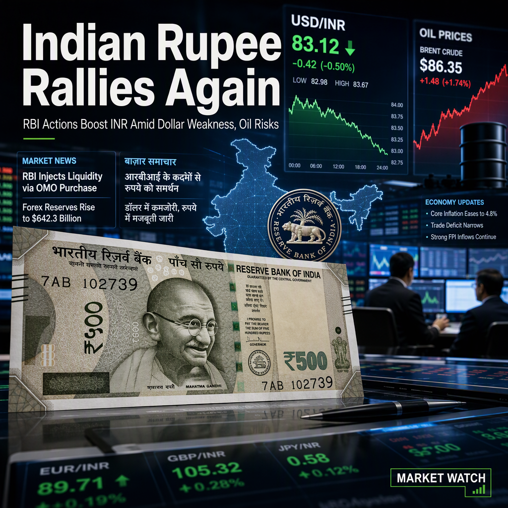 Indian Rupee Strengthens for Third Consecutive Day Amid RBI Measures and Lower US Dollar