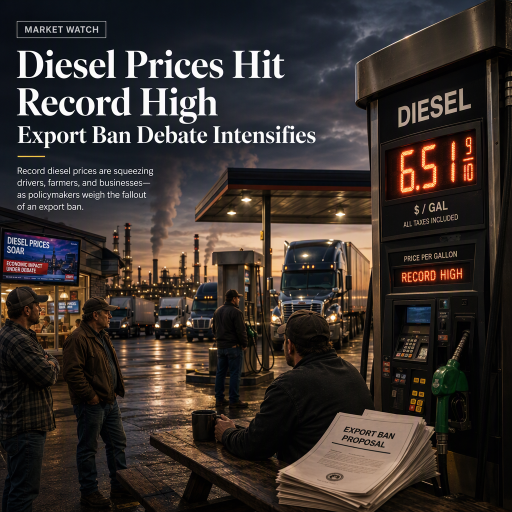 Rising Diesel Prices Spur Debate Over U.S. Export Ban Amid Economic Downturn Fears