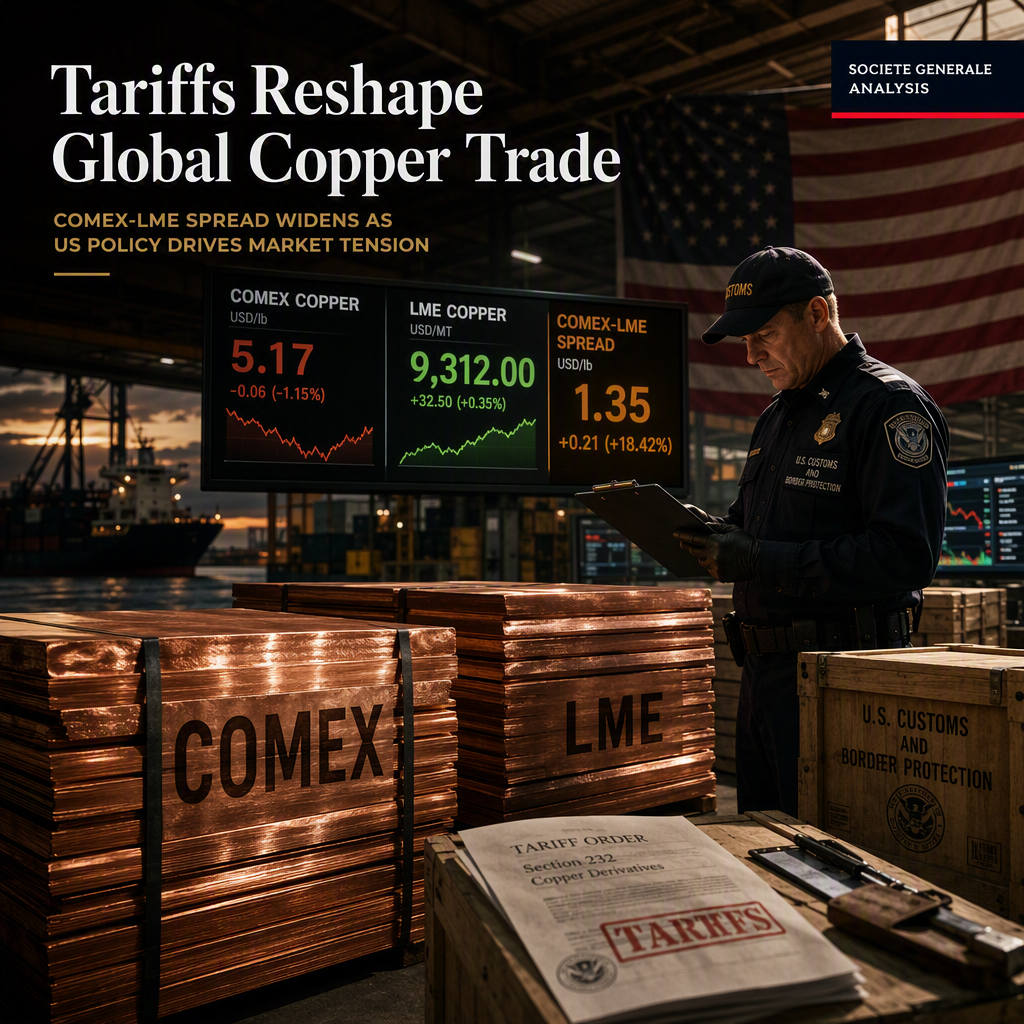 US Tariffs Reshape Copper Arbitrage, Widening COMEX-LME Spread: Societe Generale