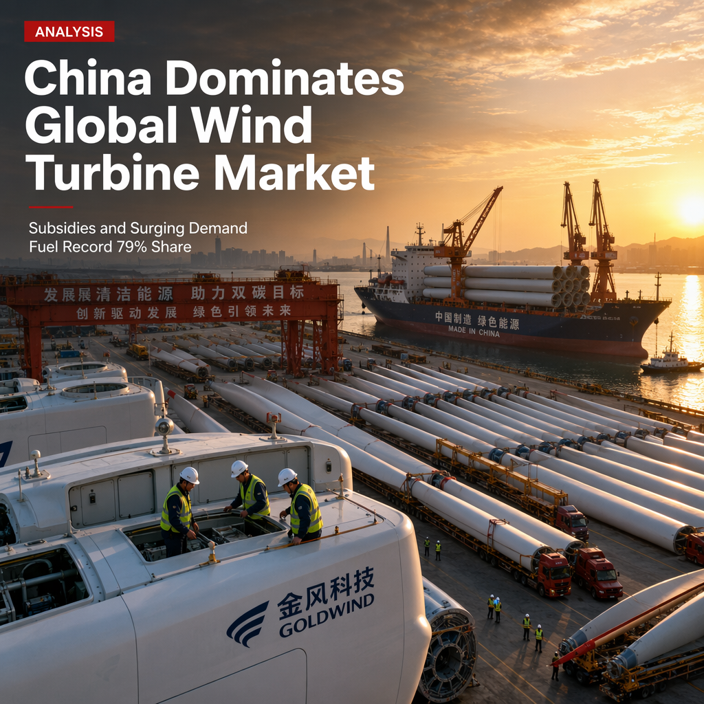 China Captures Nearly 80% of Global Wind Turbine Market Amid Surging Demand and Subsidies