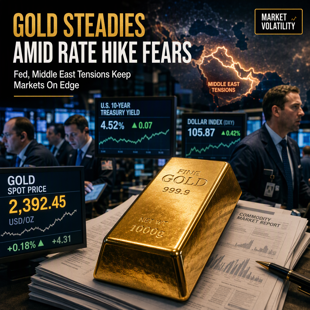Gold Stabilizes After Sharp Sell-Off Amid Fed Rate Hike Expectations and Middle East Tensions