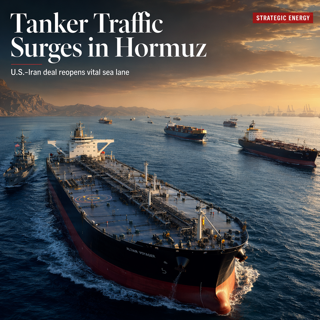 Oil Tanker Traffic Surges in Strait of Hormuz After U.S.-Iran Sea Lane Deal