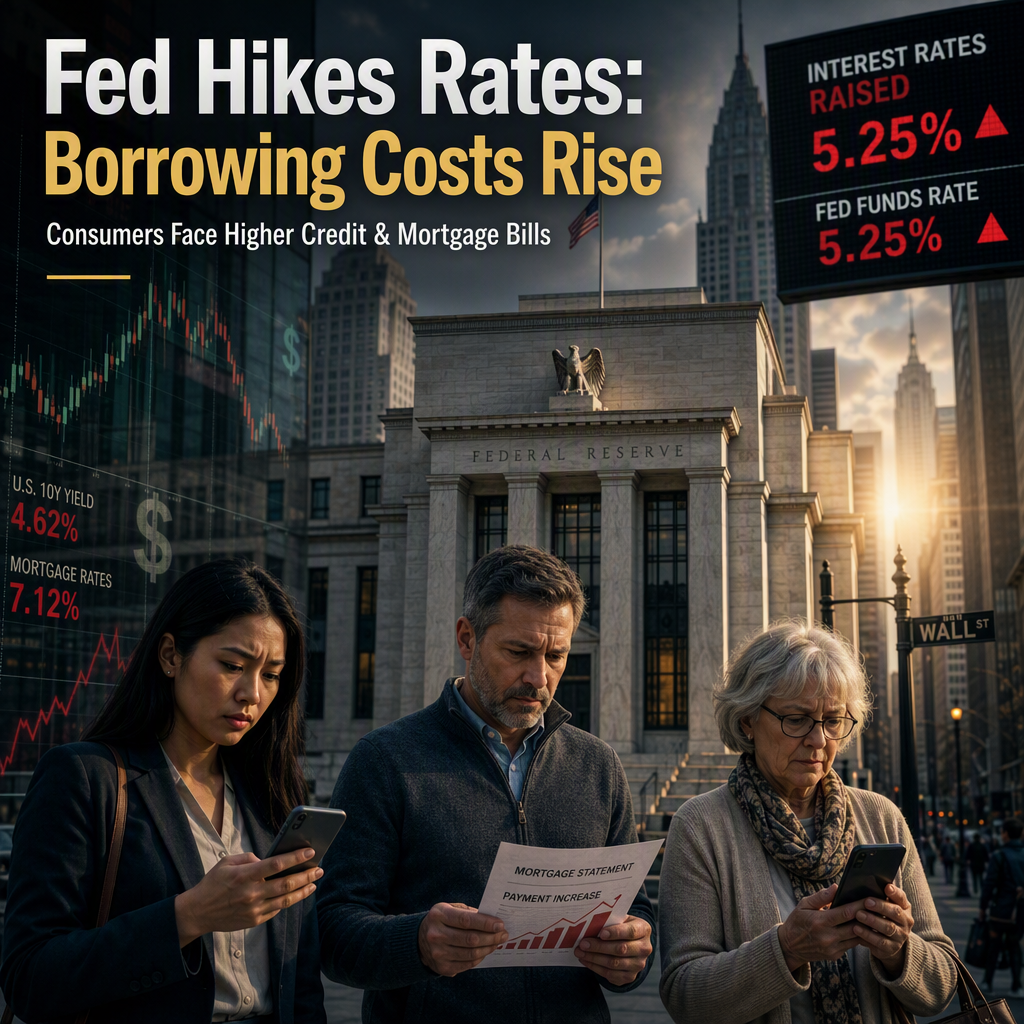 Federal Reserve Raises Interest Rates by 0.25%, Impacting Consumer Borrowing Costs