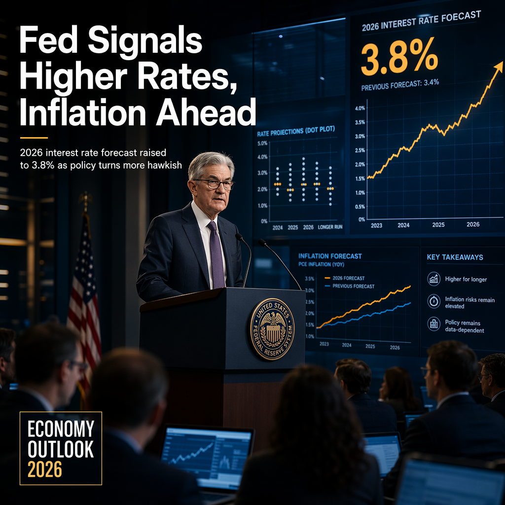 Federal Reserve Raises 2026 Interest Rate Forecast to 3.8%, Signals Higher Inflation Expectations