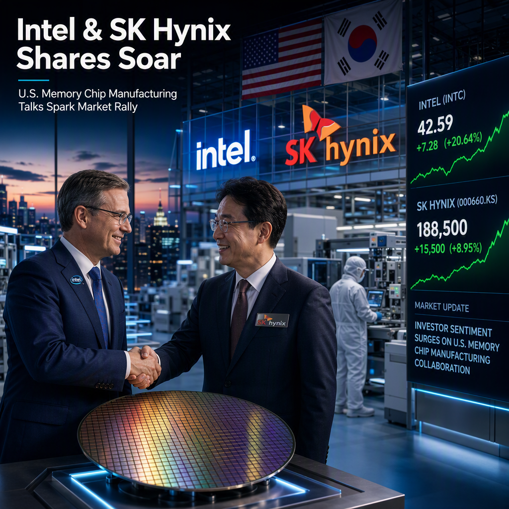 Intel and SK Hynix Shares Surge Amid Talks on U.S. Memory Chip Manufacturing Collaboration