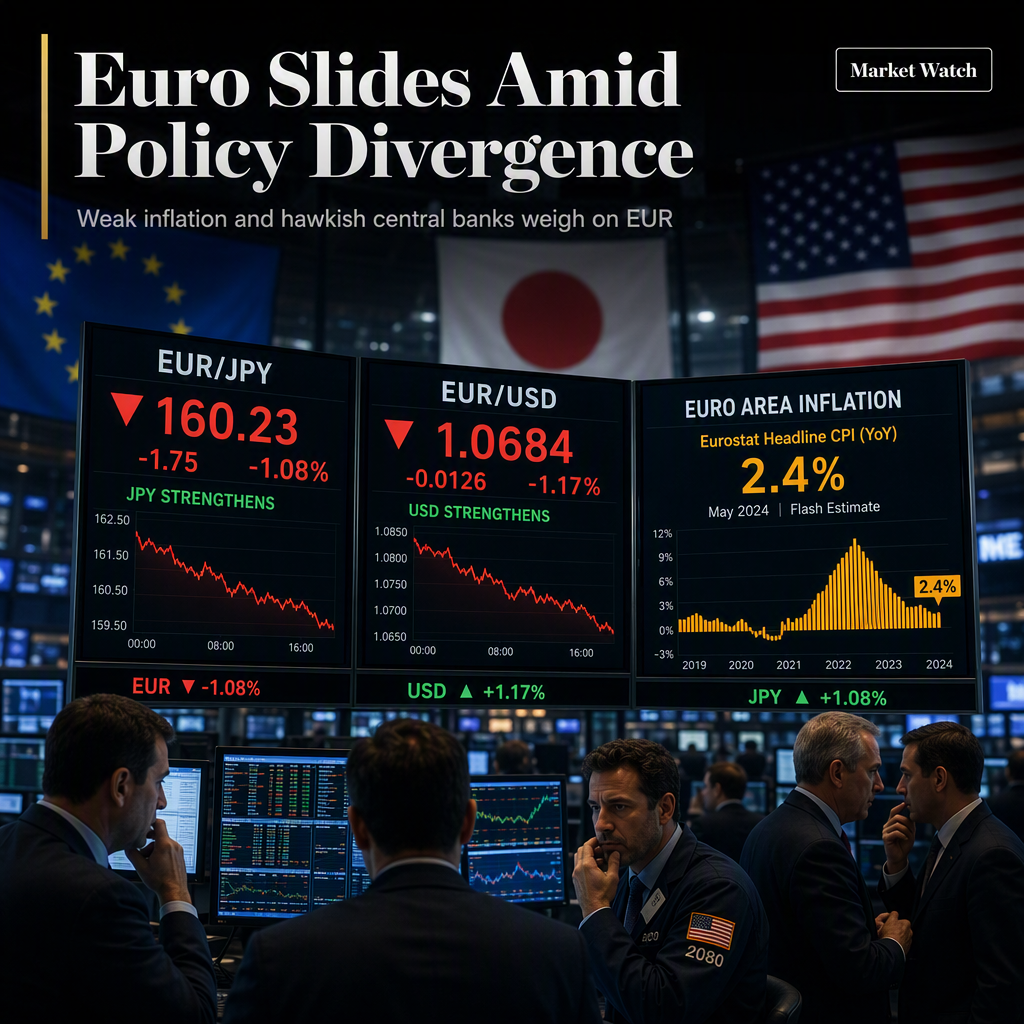 Euro Weakens Against Yen and Dollar Amid Diverging Central Bank Policies and Revised Inflation Data