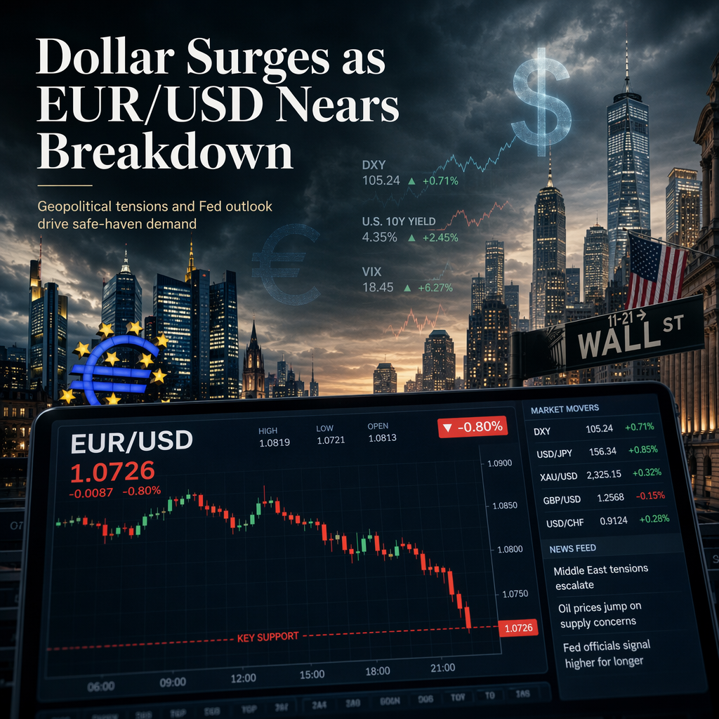 EUR/USD Slides Toward Key Support as Middle East Tensions Boost US Dollar