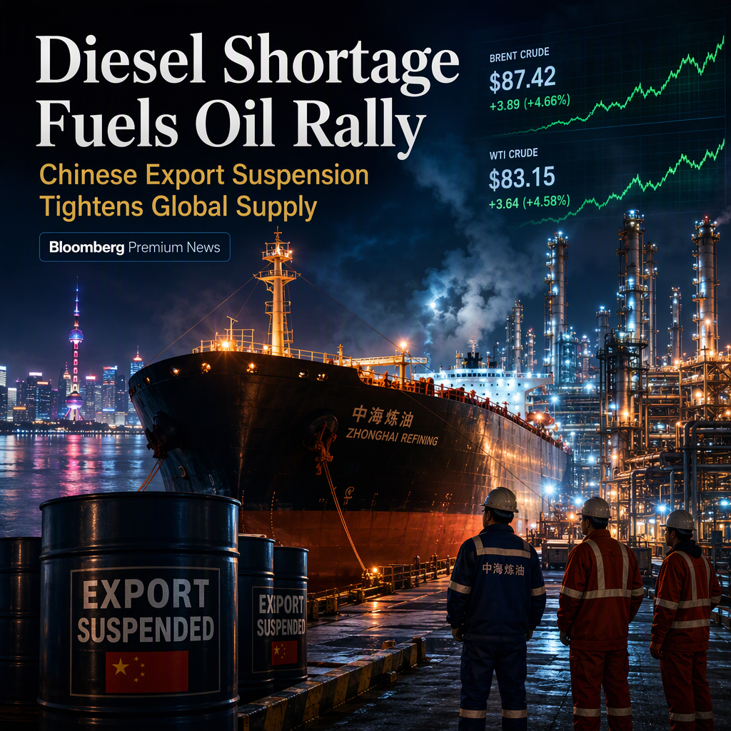 Crude Oil Rallies as Chinese Refiners Halt Fuel Exports, Tightening Global Diesel Supply
