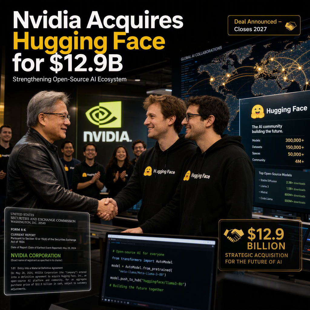 Nvidia to Acquire AI Platform Hugging Face in $12.9 Billion Deal to Bolster Open-Source AI Ecosystem