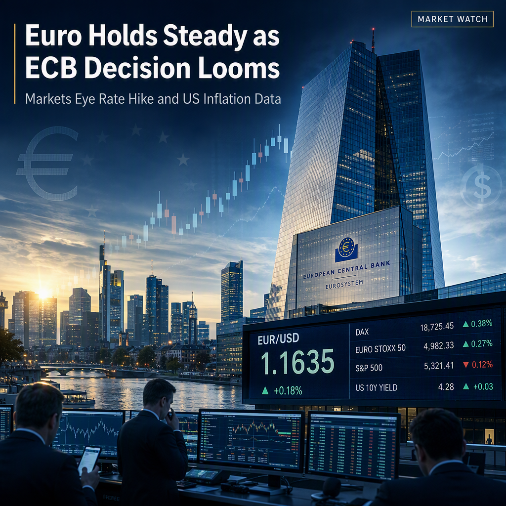 Euro Holds Firm Above 1.1600 as Markets Await ECB Rate Hike and US Inflation Data