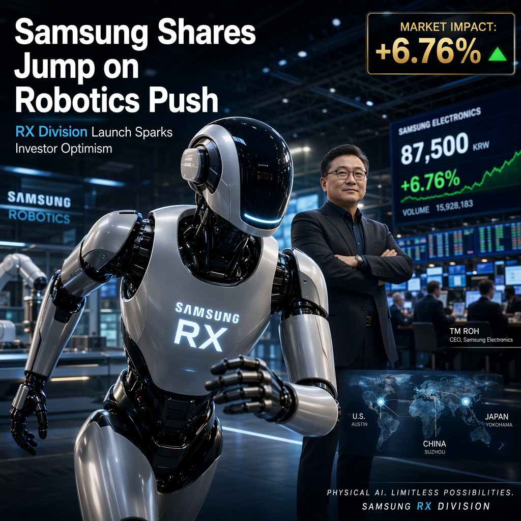 Samsung Electronics Shares Surge as New Robotics Division Signals Major Push into Physical AI