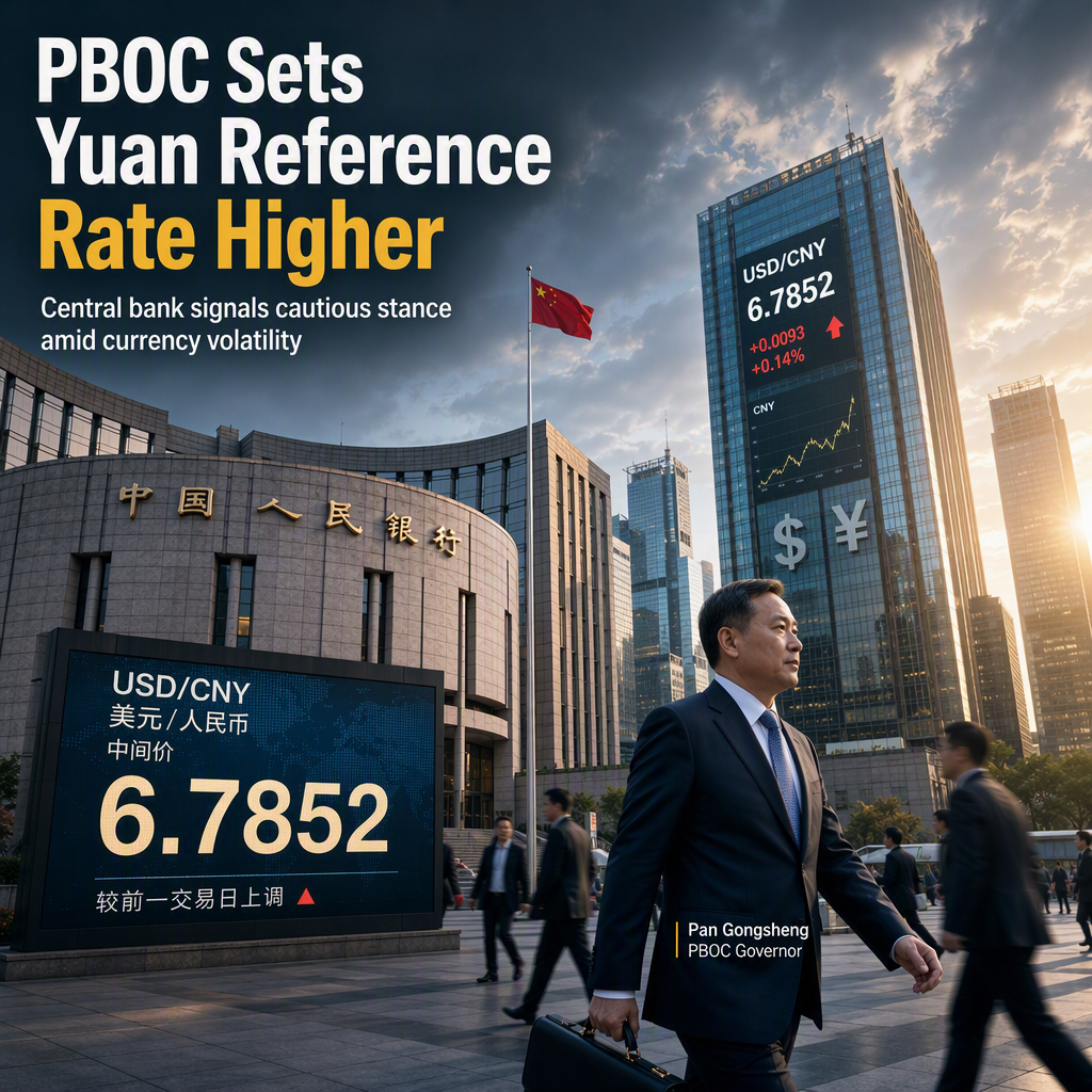 PBOC Sets Higher USD/CNY Reference Rate at 6.7852, Above Reuters Estimate