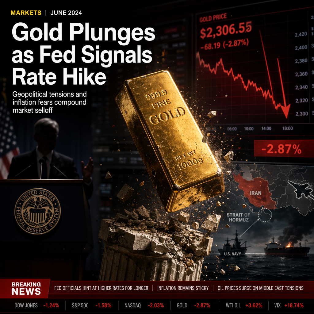 Gold Plunges Nearly 3% as Fed's Waller Signals Possible Rate Hike on CPI Upside; Geopolitical Tensions Add Pressure