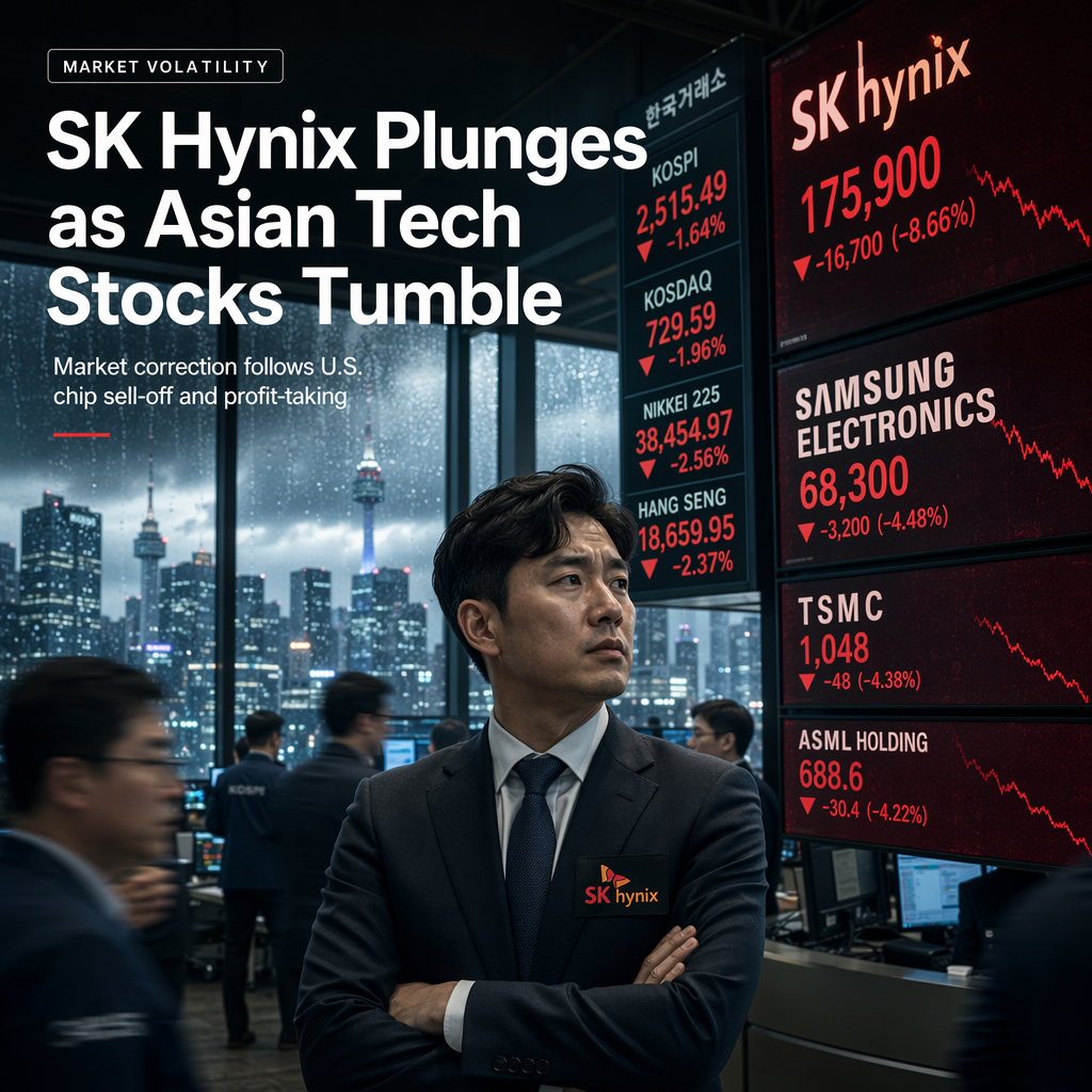 SK Hynix Shares Plunge 9% as Asian Tech Stocks Tumble Following U.S. Chip Sell-Off