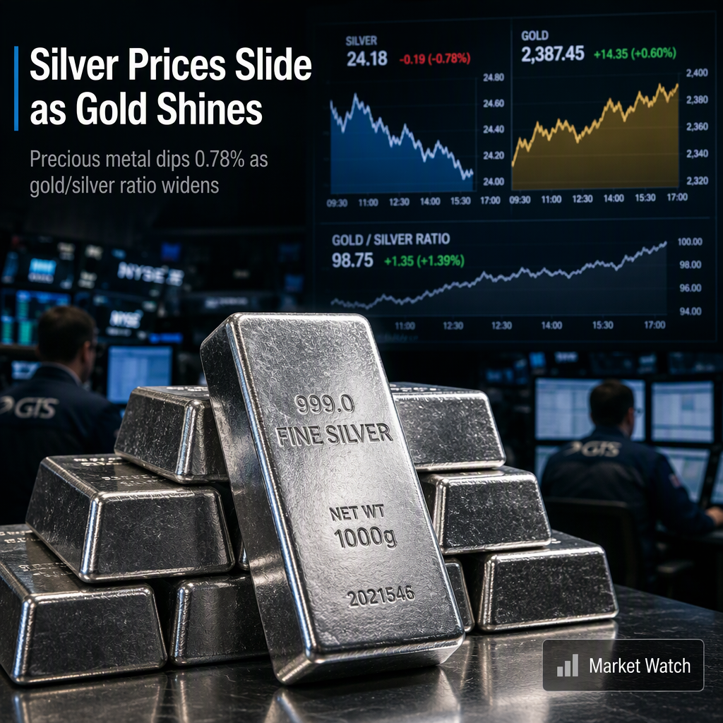 Silver Prices Decline 0.78% Amid Rising Gold/Silver Ratio