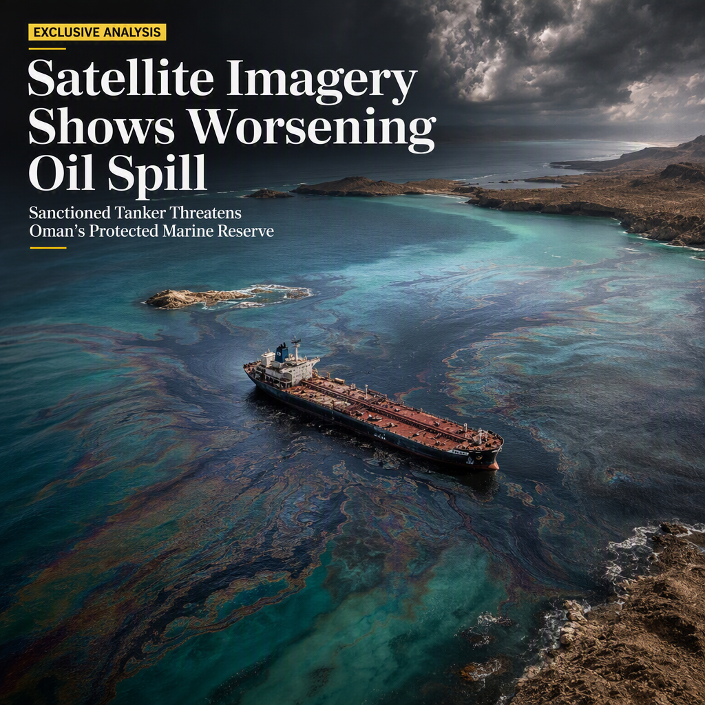 Satellite Images Reveal Growing Oil Leak from Sanctioned Tanker Caroline Bezengi off Oman