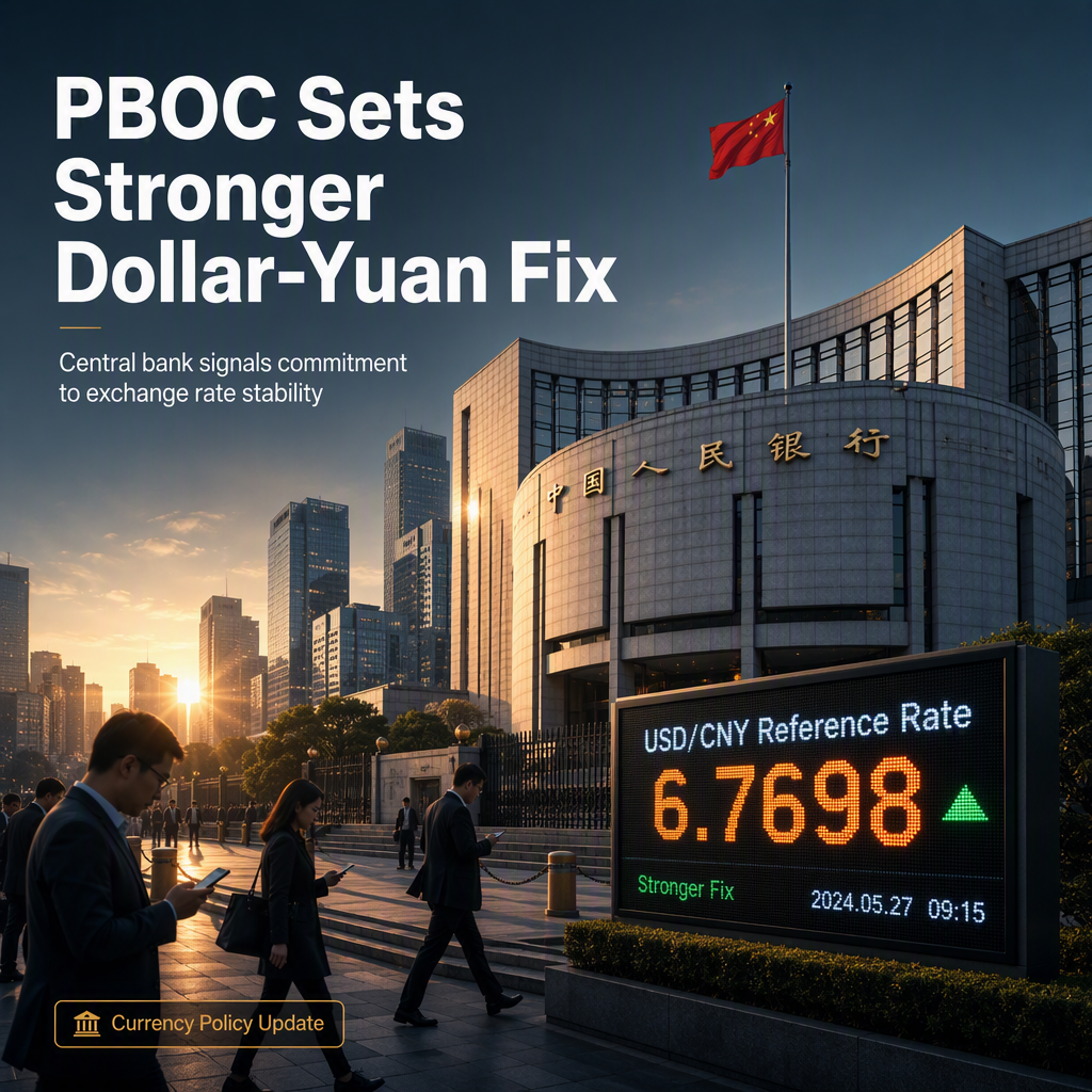 PBOC Sets Stronger USD/CNY Reference Rate at 6.7698, Below Reuters Estimate