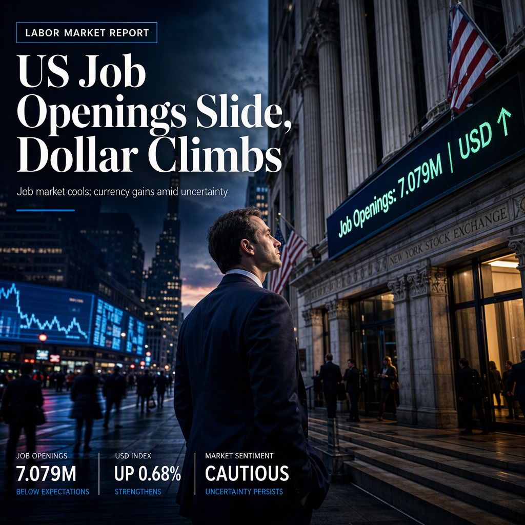 US JOLTS Job Openings Fall Below Expectations in August, US Dollar Strengthens