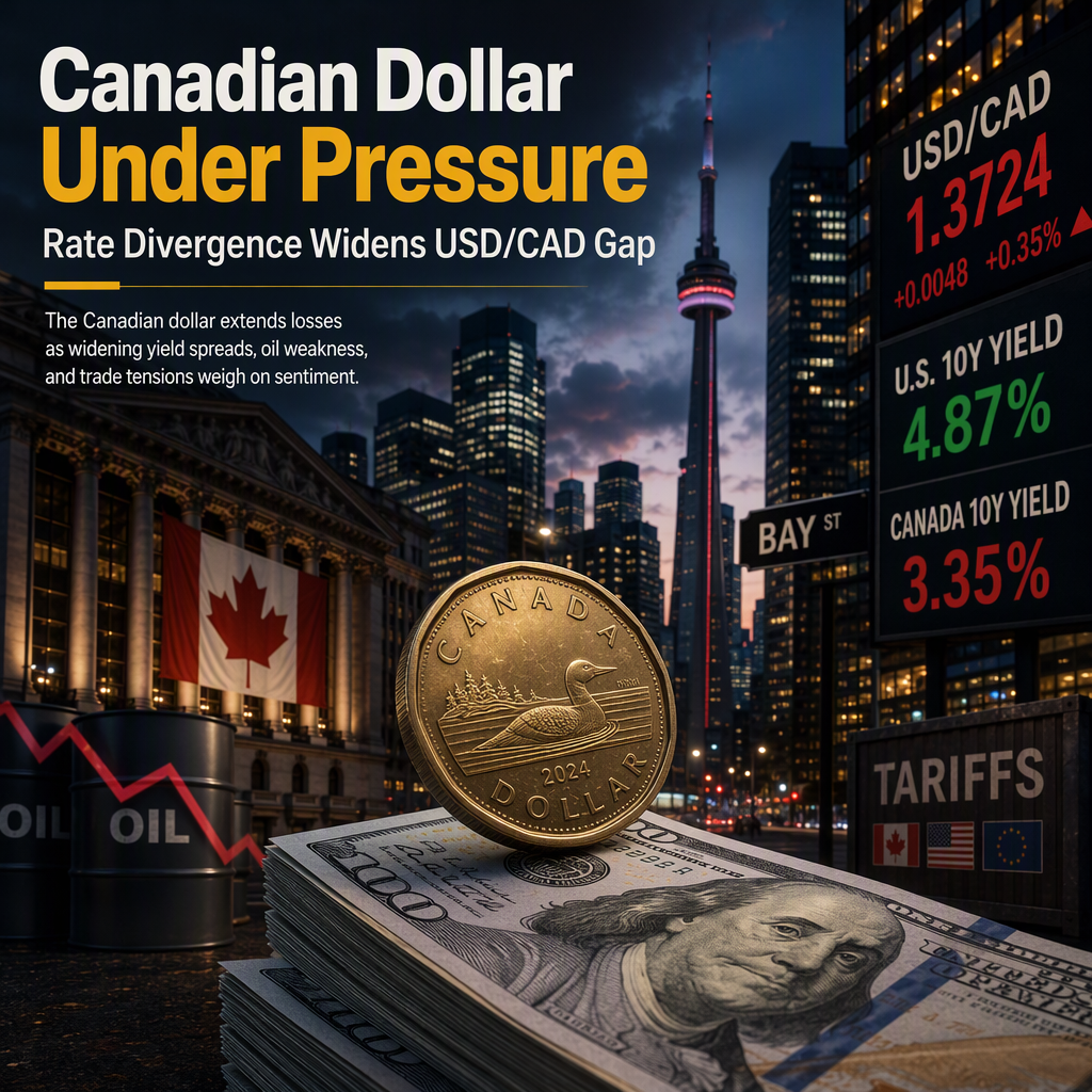 Canadian Dollar Faces Third Straight Weekly Decline Amid US-Canada Rate Divergence