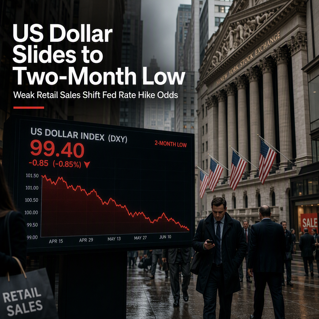 US Dollar Index Hits Two-Month Lows as Weak Retail Sales Shift Fed Rate Hike Expectations