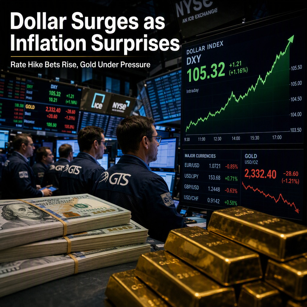 US Dollar Strengthens as Inflation Data Lifts Rate Hike Expectations, Pressures Gold