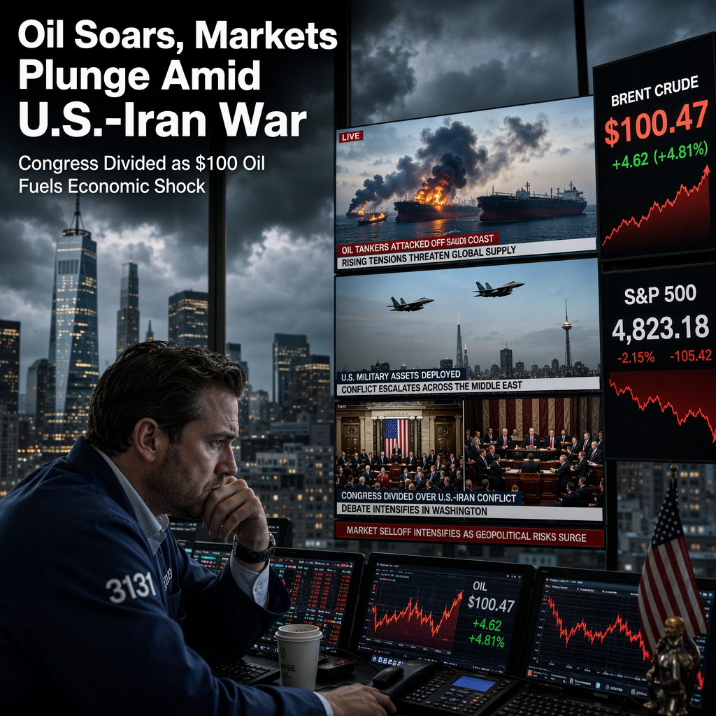 U.S.-Iran War Escalation Sends Oil Above $100, Sparks Congressional Showdown and Market Selloff