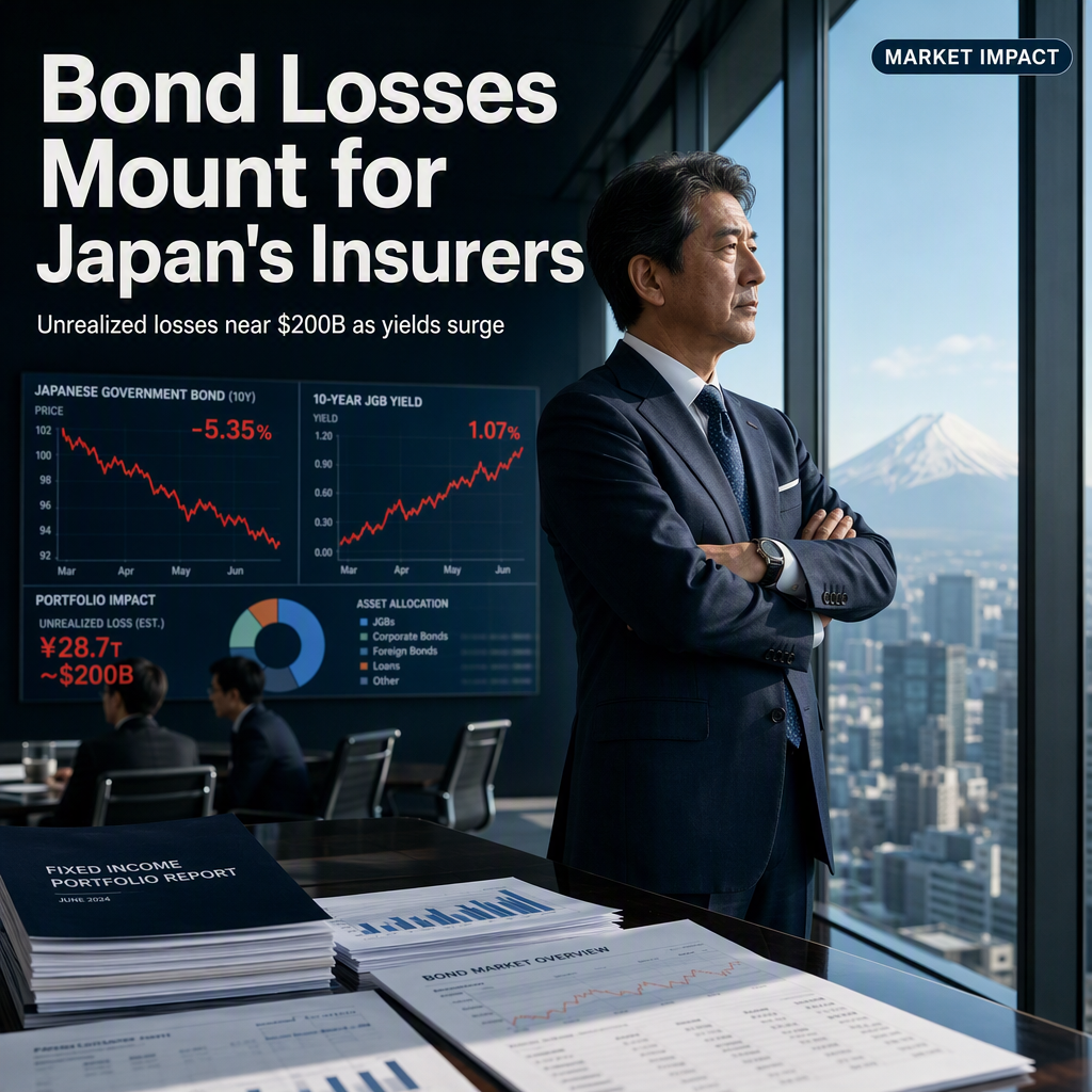 Japan's Life Insurers Face Nearly $200 Billion in Unrealized Bond Losses Amid Surging Yields