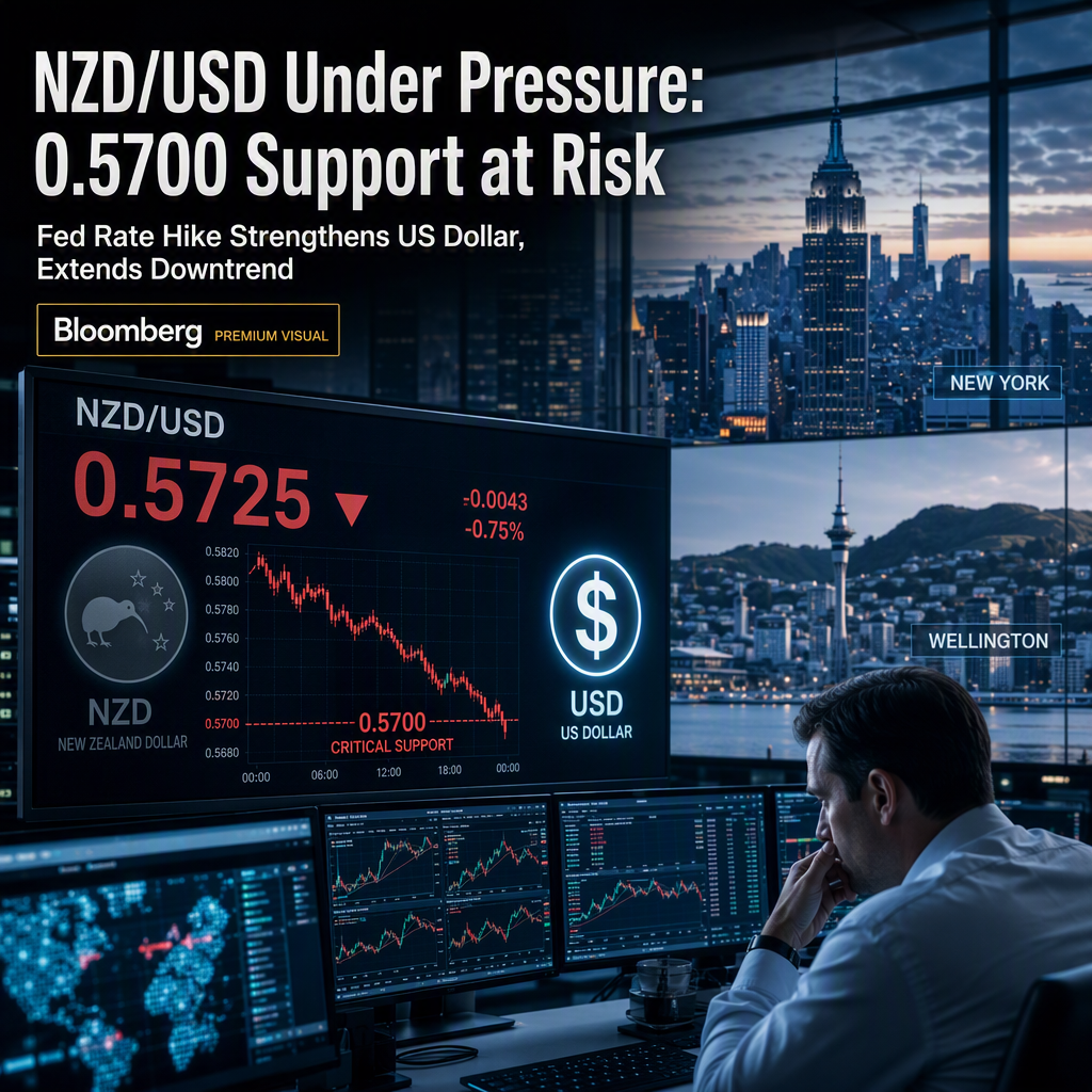 NZD/USD Slides as Fed Rate Hike Strengthens US Dollar, Puts 0.5700 Support at Risk