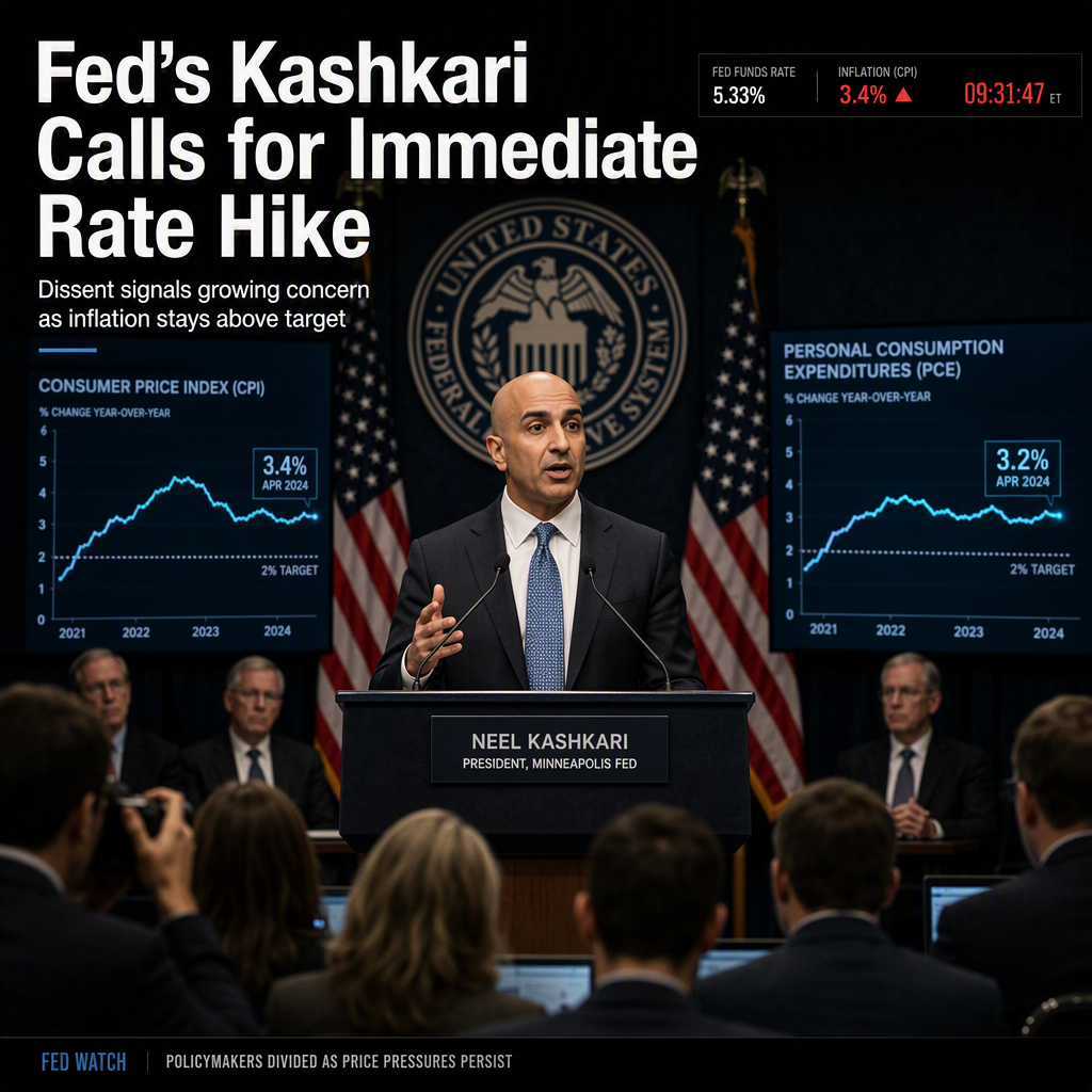 Fed's Kashkari Urges Immediate Rate Hike to Prevent Entrenched Inflation