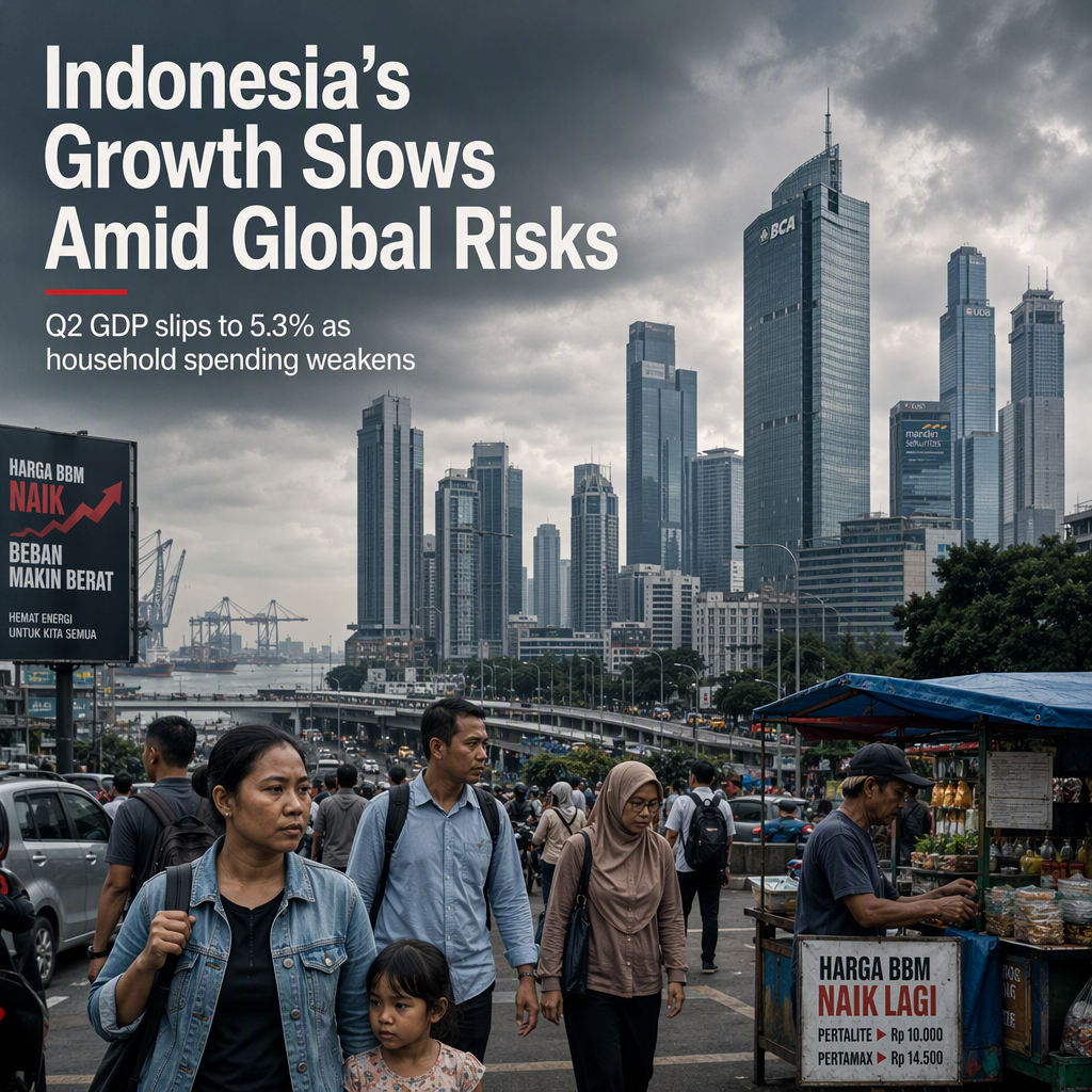 Indonesia's Q2 GDP Growth Slows to 5.3% Amid Weaker Household Spending and Geopolitical Risks
