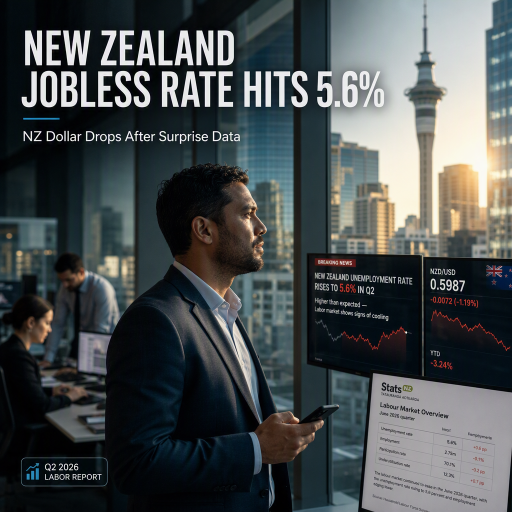 New Zealand Unemployment Rate Rises to 5.6% in Q2, NZD Weakens Despite Pre-Data Rally