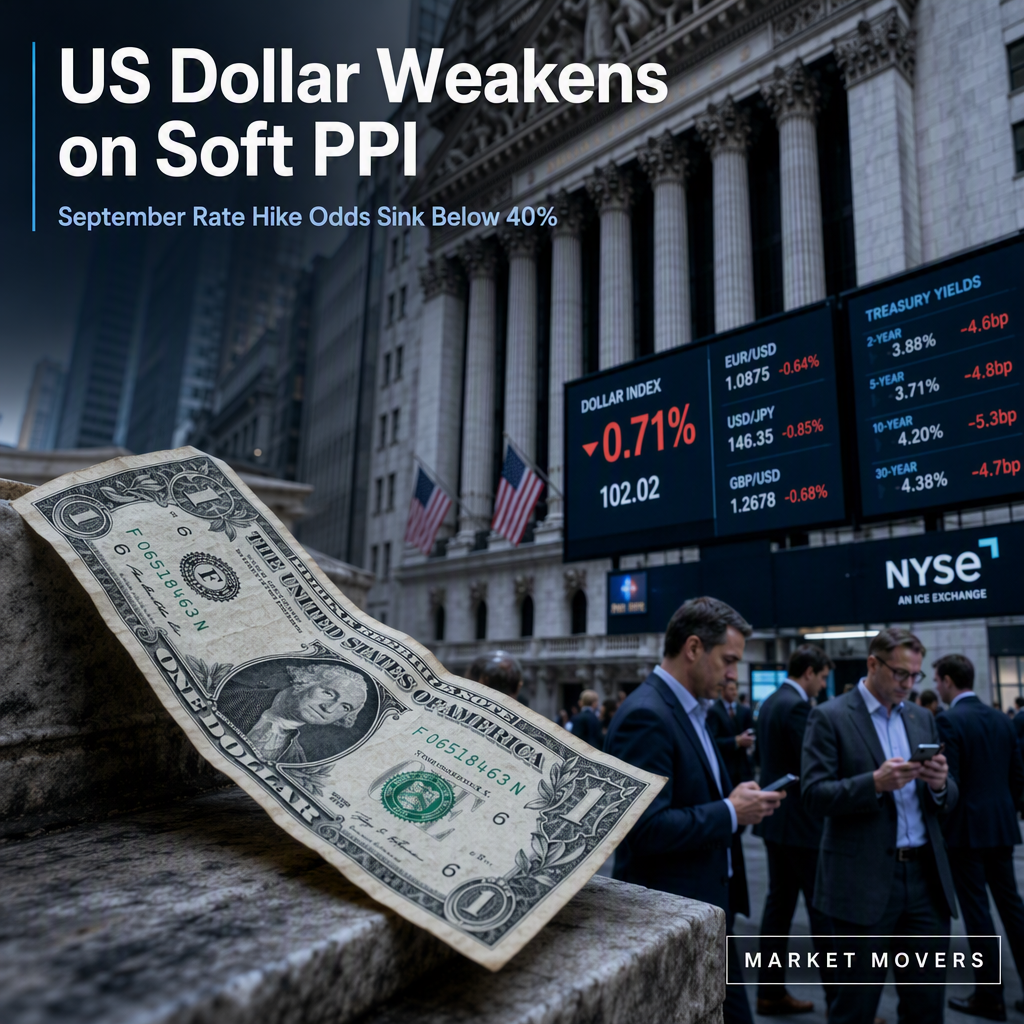 US Dollar Drops as Cooler-Than-Expected PPI Slashes September Rate Hike Odds