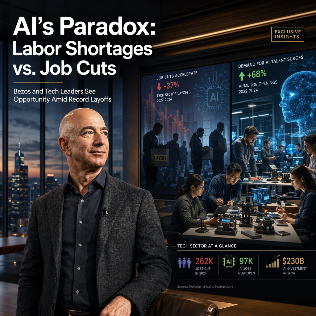 Jeff Bezos Predicts AI Will Spur Labor Shortages Despite Record Job Cuts Attributed to Technology