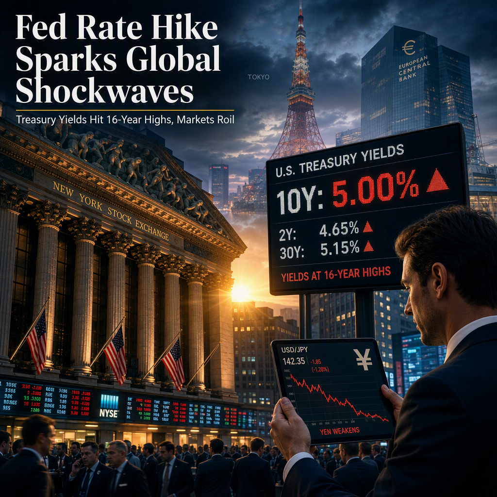 Fed Rate Hike Pushes US Treasury Yields to 16-Year Highs, Sparks Global Currency and Bond Market Volatility