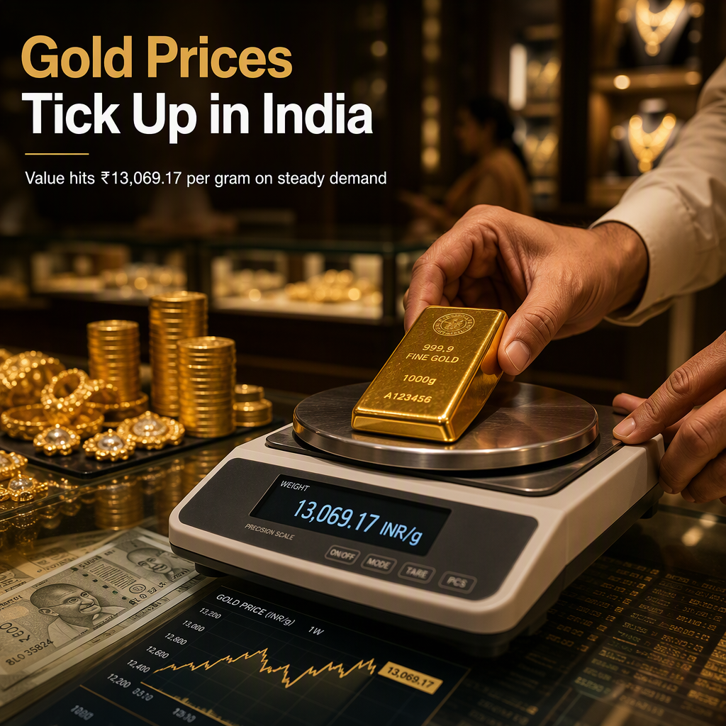 Gold Prices Edge Higher in India, Reaching INR 13,069.17 per Gram