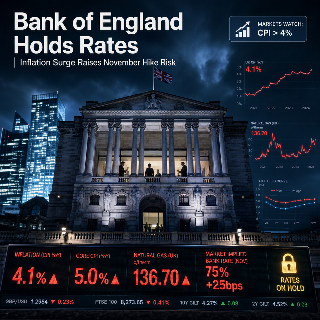 Bank of England Holds Rates, But November Hike Risk Rises Amid Surging UK Inflation