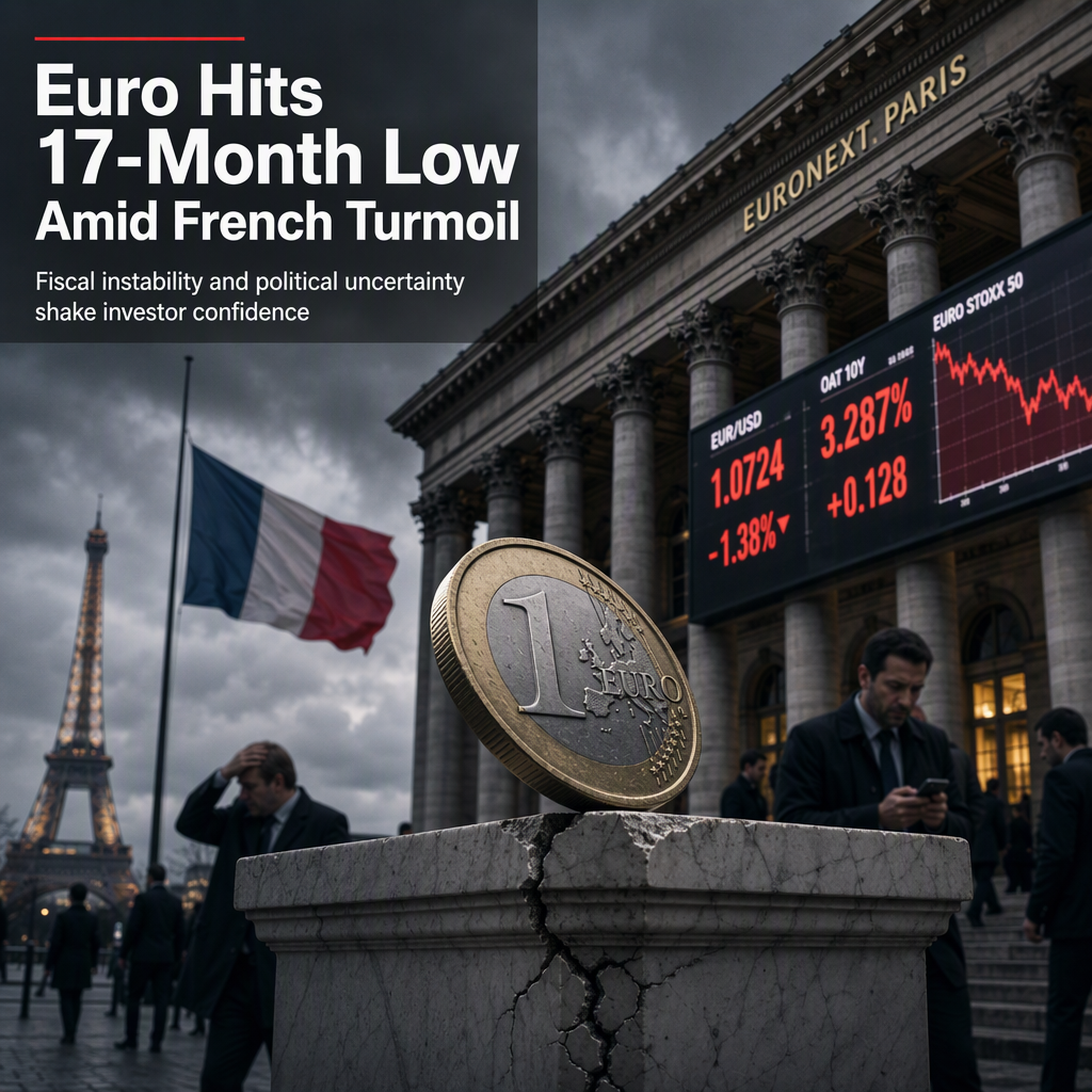 Euro Plunges to 17-Month Low Amid French Fiscal Turmoil and Political Uncertainty