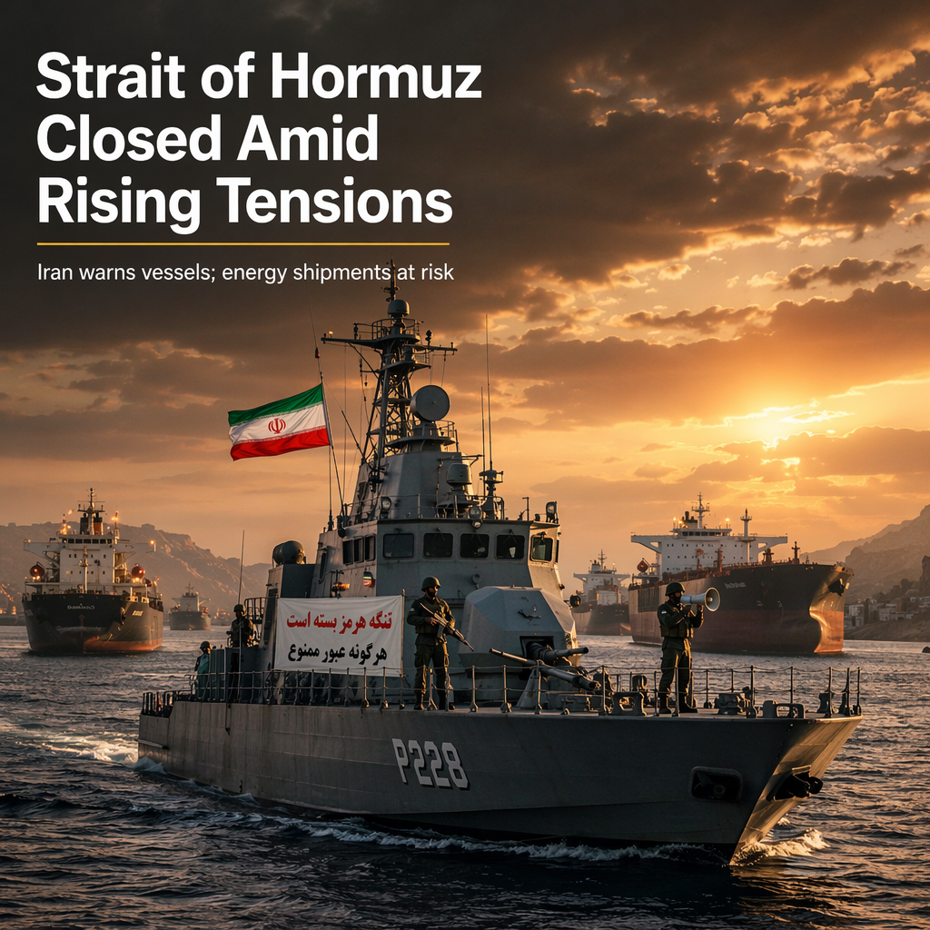Iran Shuts Strait of Hormuz Citing Ceasefire Violations by US and Israel