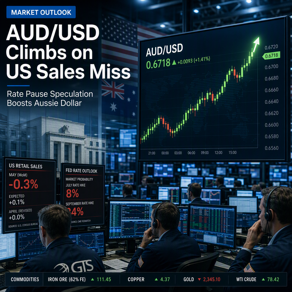 AUD/USD Rises as US Retail Sales Miss Fuels Rate Pause Speculation
