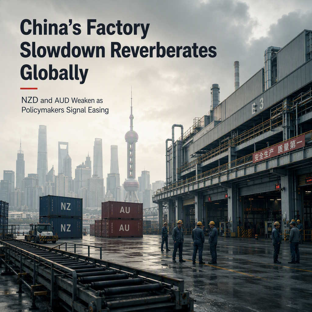 China's Factory Activity Contracts in July, Weighing on NZD and AUD as Policymakers Signal Easing