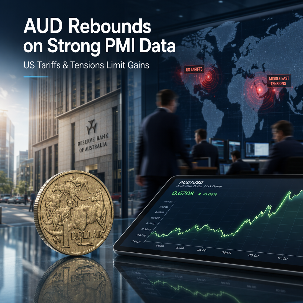 Australian Dollar Rebounds Amid Strong PMI Data, But US Tariffs and Geopolitical Tensions Limit Gains