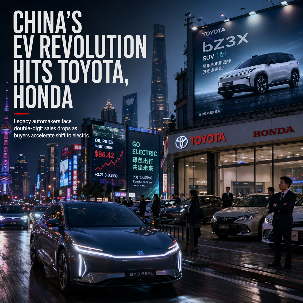 Toyota and Honda Report Double-Digit China Sales Decline Amid Accelerating Shift to EVs