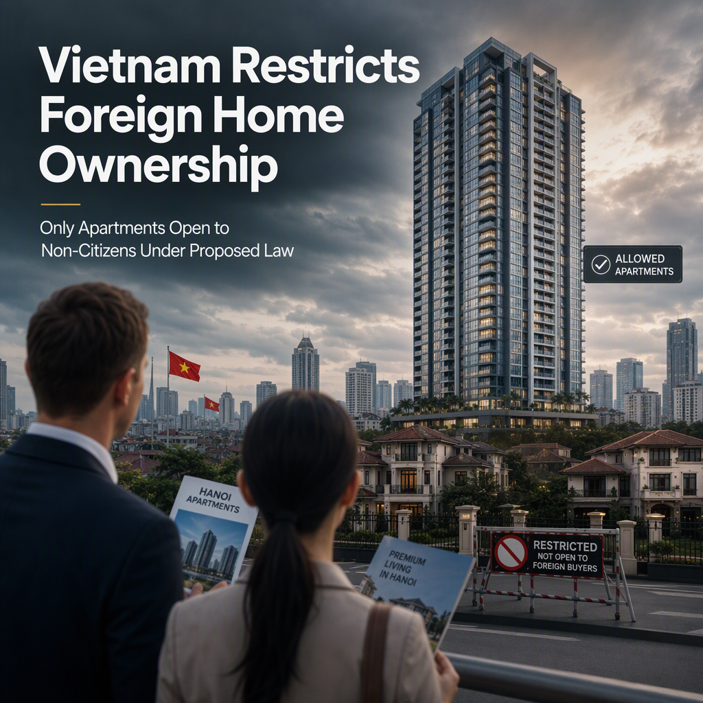 Vietnam Proposes Ban on Foreign Purchases of Landed Homes, Allowing Only Apartment Sales to Non-Citizens