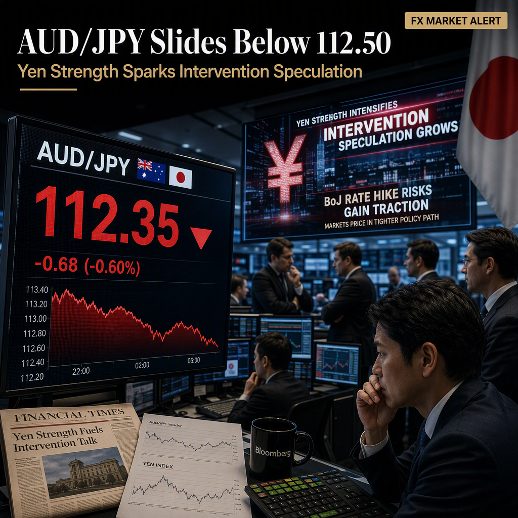 AUD/JPY Slides Below 112.50 Amid Yen Strength and Intervention Speculation