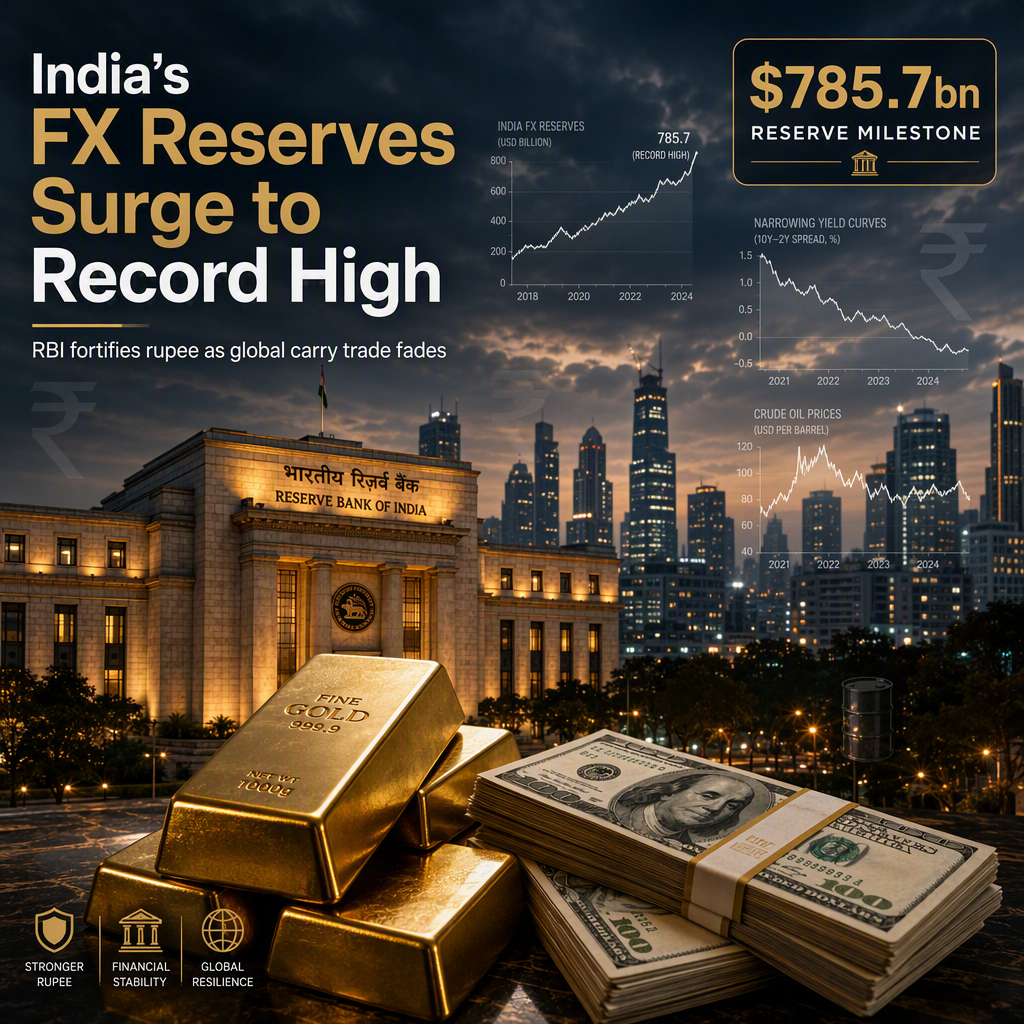 India's FX Reserves Hit Record $785.7bn, Bolstering RBI's Ability to Support Rupee Amid Fading Carry Appeal