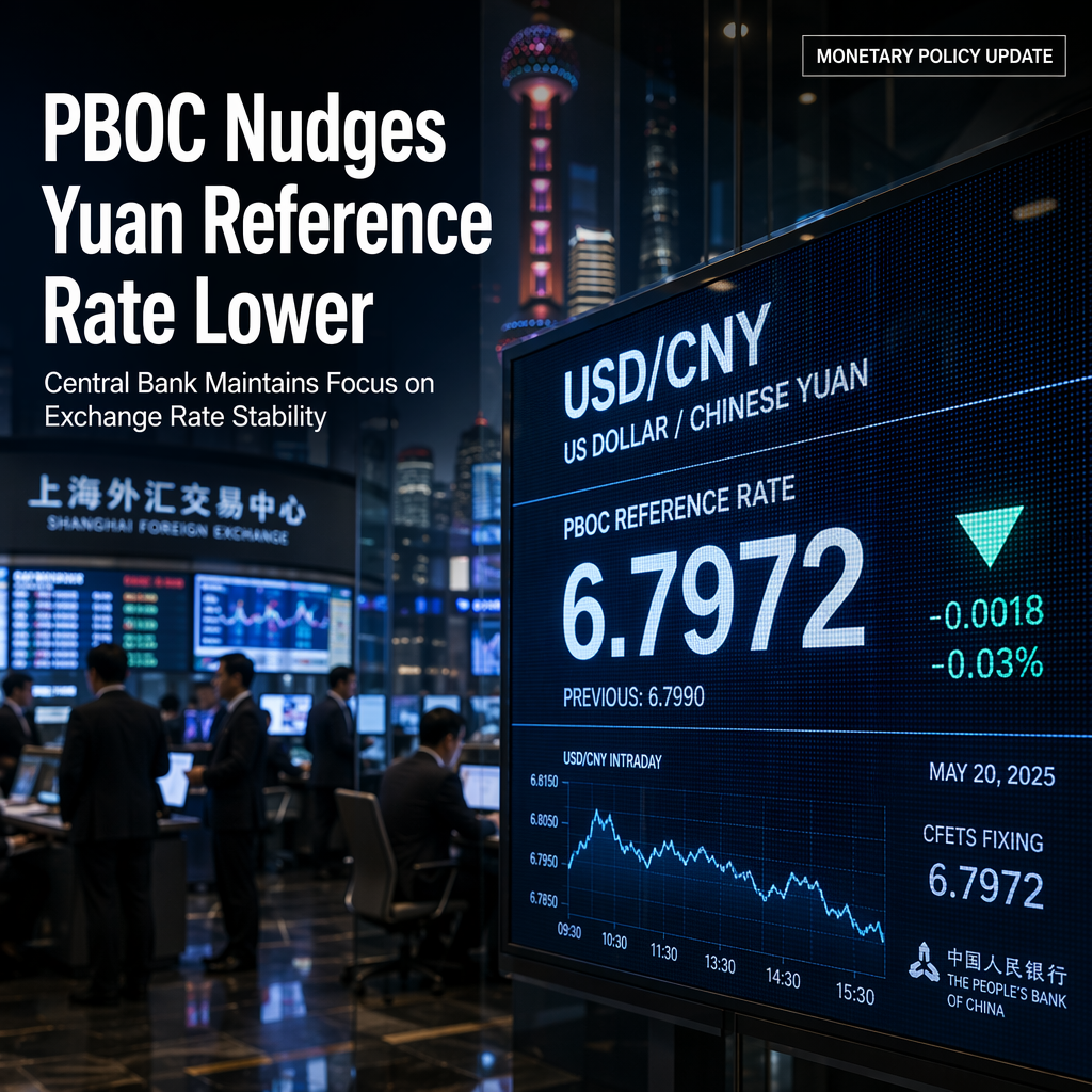 PBOC Sets USD/CNY Reference Rate Slightly Lower at 6.7972